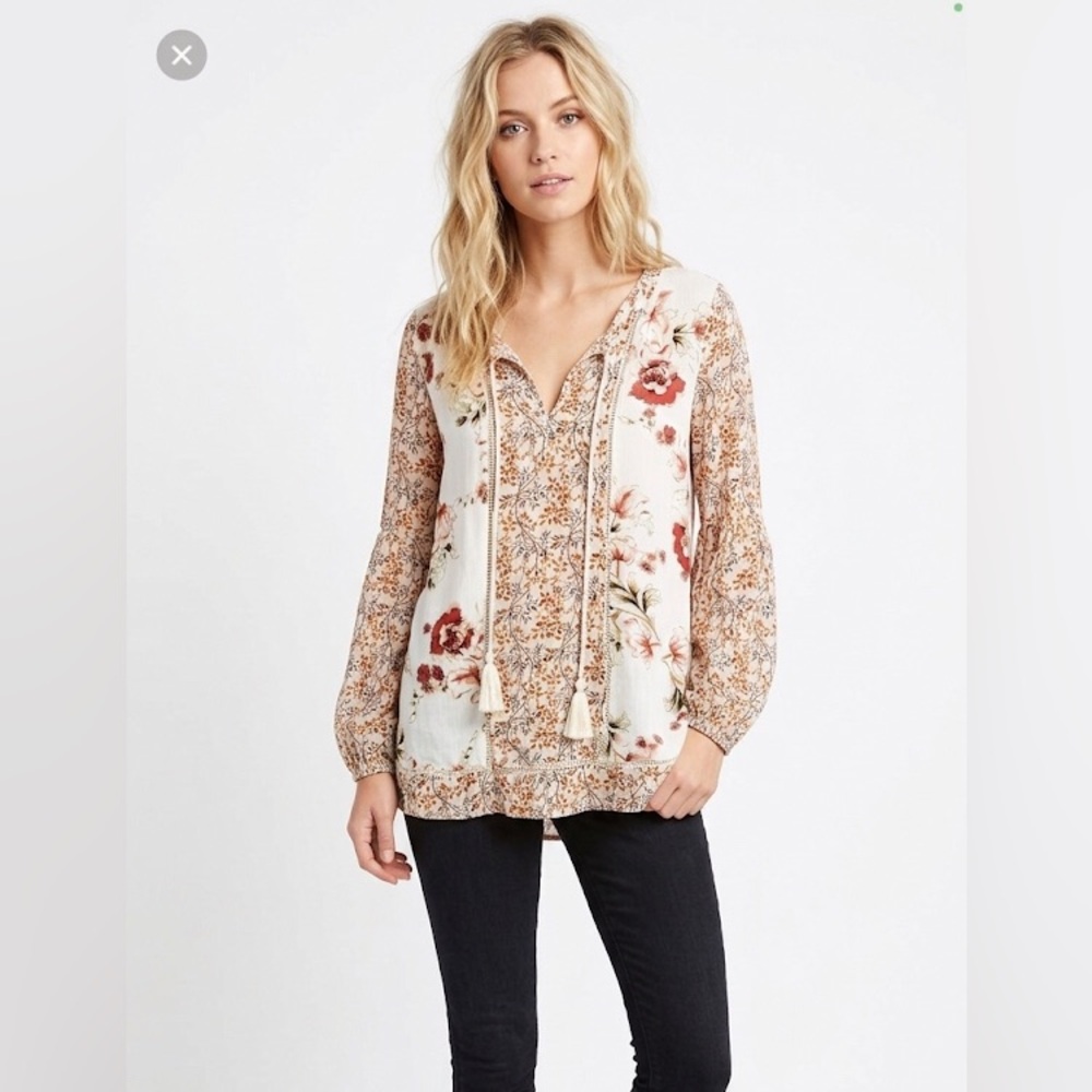 Jodifl floral boho tunic top size large
